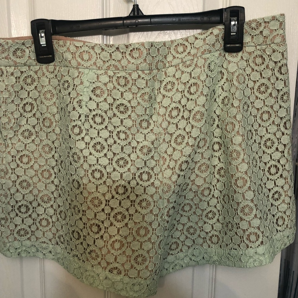 Victoria Beckham size 12 green lace shorts  flat front pockets lined NWOT - Picture 12 of 16